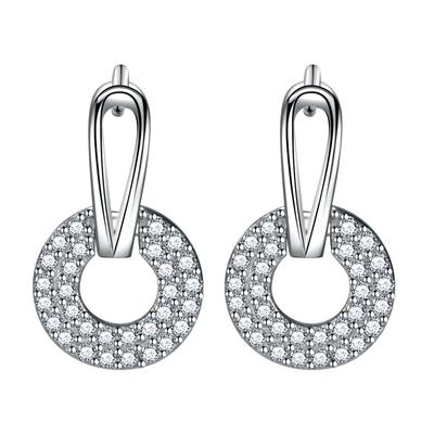 Einzigartige und Romantische runde Geometrische Ohrring Ohr Clip Weibliche Micro Zirkon Ohrringe Koreanischen Stil Dame Alle-Spiel Voller Diamant ohr Ringe