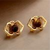 Original Retro Tiger Eye Stone Earrings for Women Gorgeous Autumn Styles Lustre Flower Earings Charm Banquet Jewelry Gifts