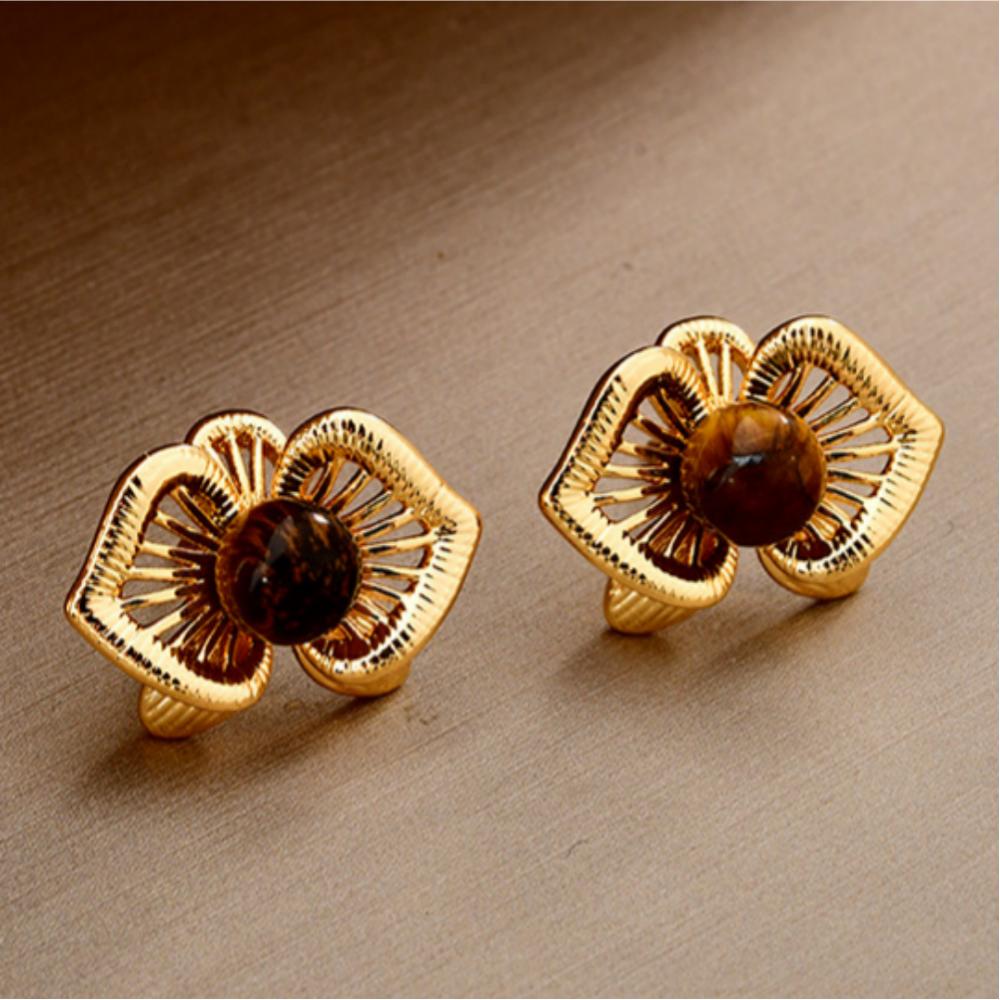

Original Retro Tiger Eye Stone Earrings for Women Gorgeous Autumn Styles Lustre Flower Earings Charm Banquet Jewelry Gifts