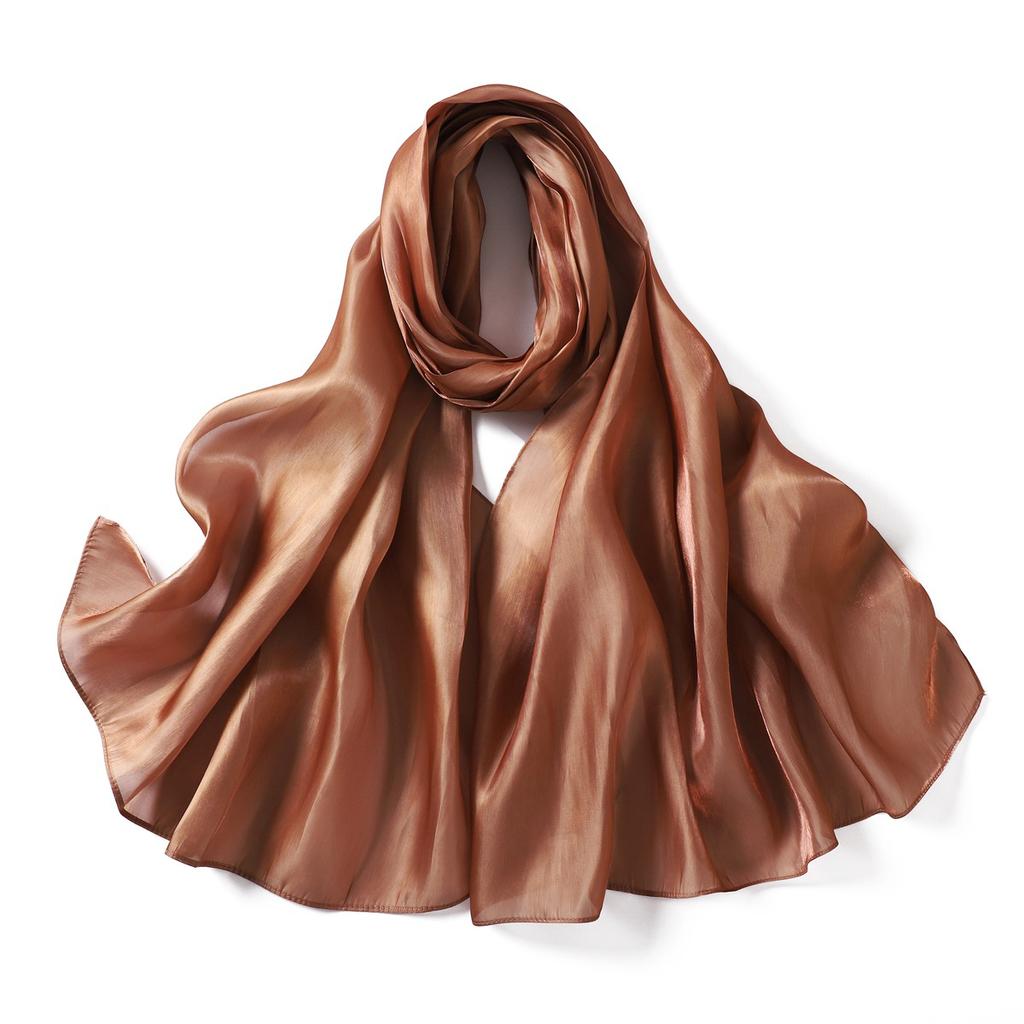 Neuer Sommer Glänzender Satin Damen Schal Mädchen Einfarbig Sonnenschutz Schals Weicher Foulard Schal Lässige Herbst Damen Wickelschals