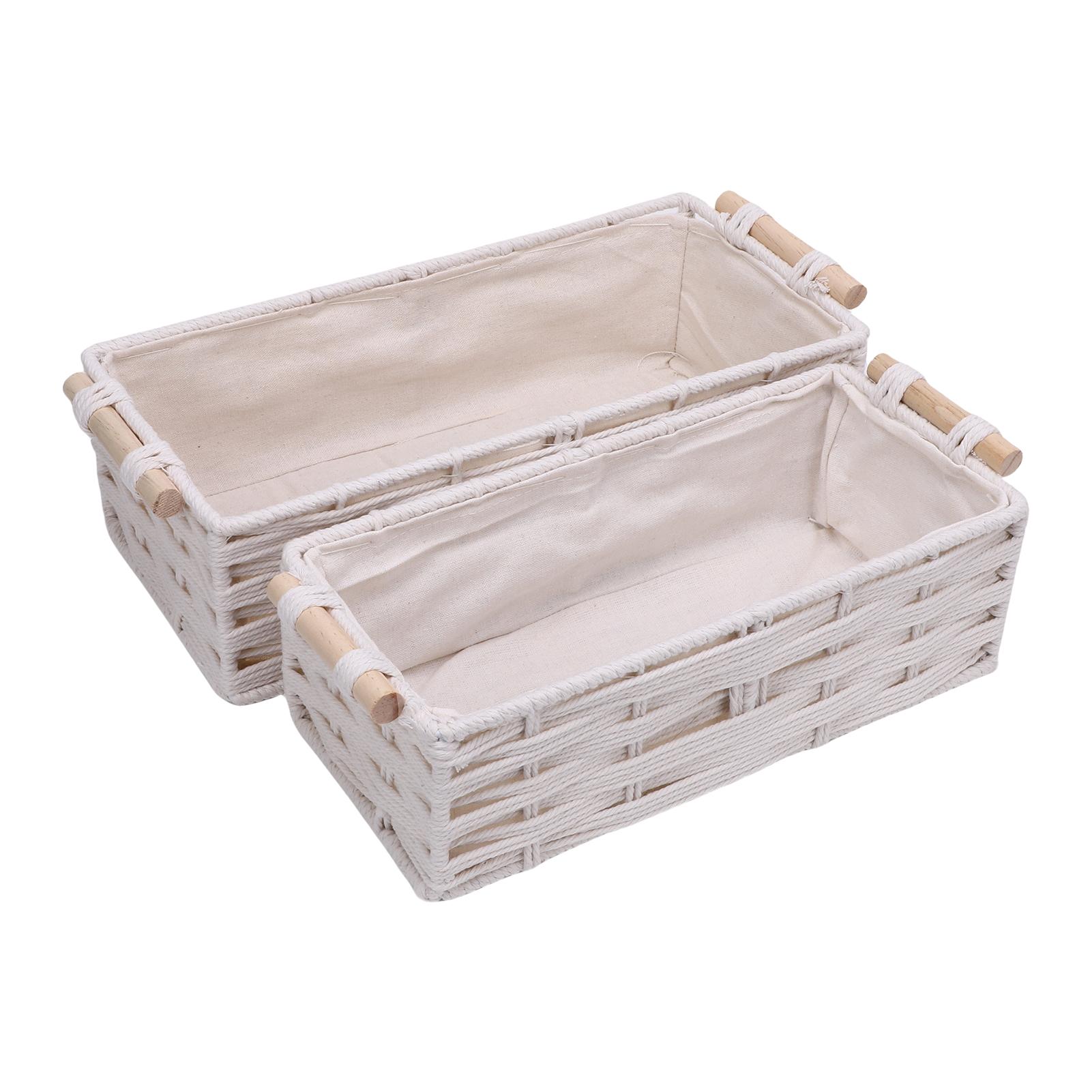 2pcs Boho Decor Baskets Woven Decorative Toilet Paper Baskets with Handles for Home Decor Bedroom Living Room Entryway 2429₽