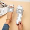 Women Slippers Square Head Flat Shoes Solid Color Lightweight Sandals Korean Style Open Toe Slippers Rhinestone Slides Women