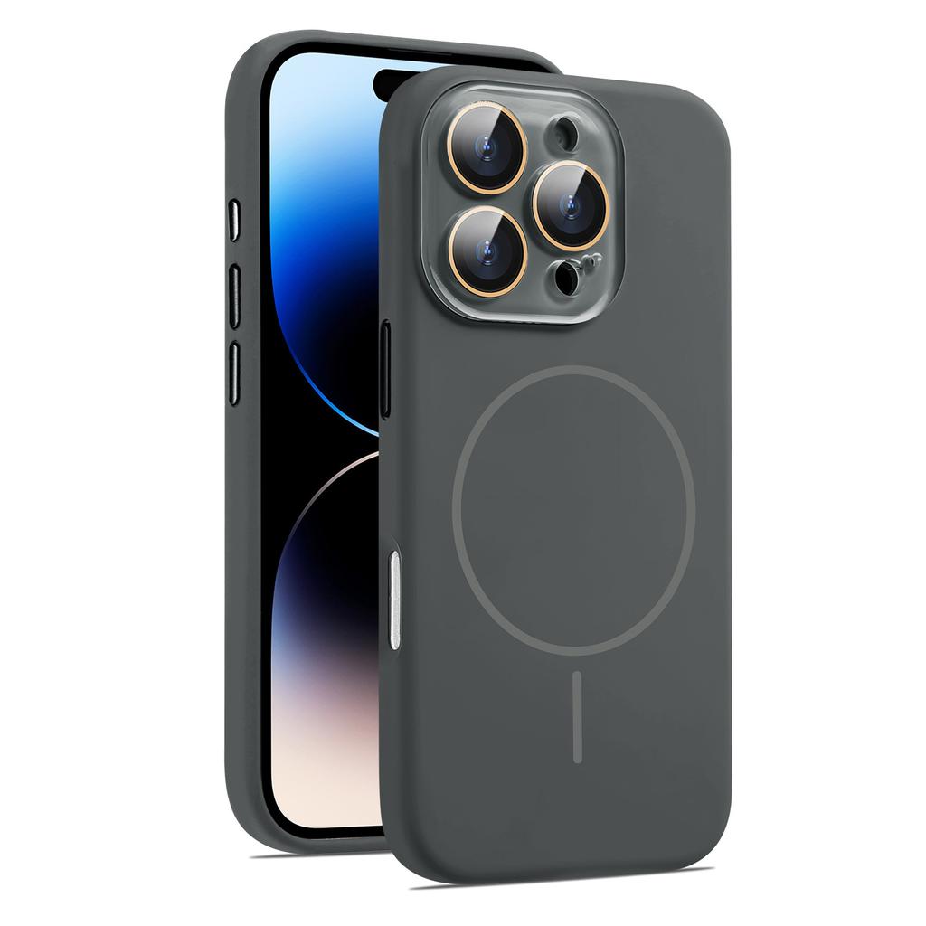 Für iPhone 16 Pro Max Hülle Kompatibel mit MagSafe Flüssigsilikon Anti-Fall Handyhülle mit Objektivfolie