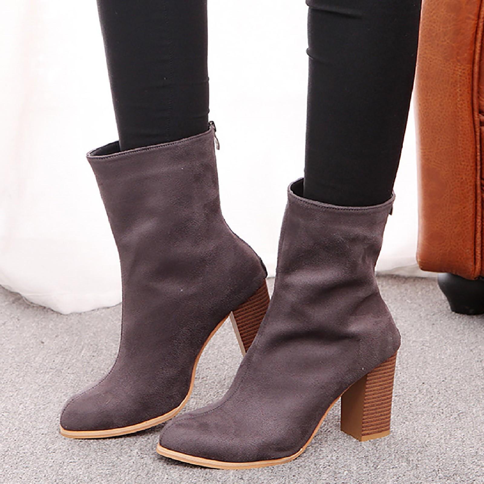 

Женские теплые сапоги из искусственного меха с пряжкой, туфли на высоком каблуке, женские сапоги 41