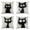 New Quirky Cat Linen Pillowcase, Simple Four-piece Set with Labels