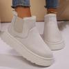 Snow Boots Women's Winter Warm Large Size Cotton Shoes Women's Winter New Solid Color Elastic Band Flat Bottom Short Cotton Boots