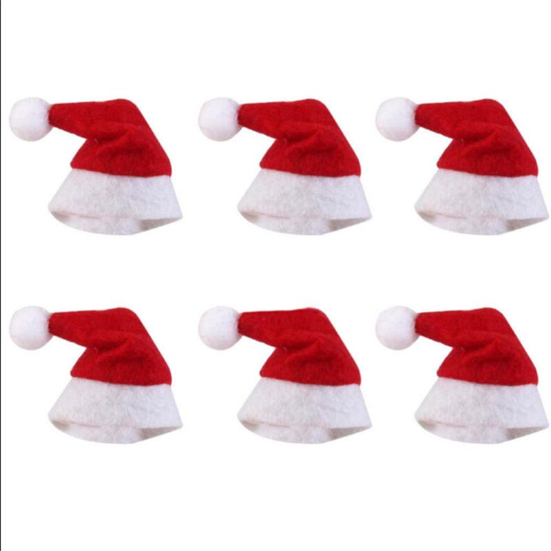 

1 комплект 6 шт. Новая модная рождественская шляпа-леденец Рождественская нетканая маленькая шляпка для Brincos Рождественский подарок для девочки 01