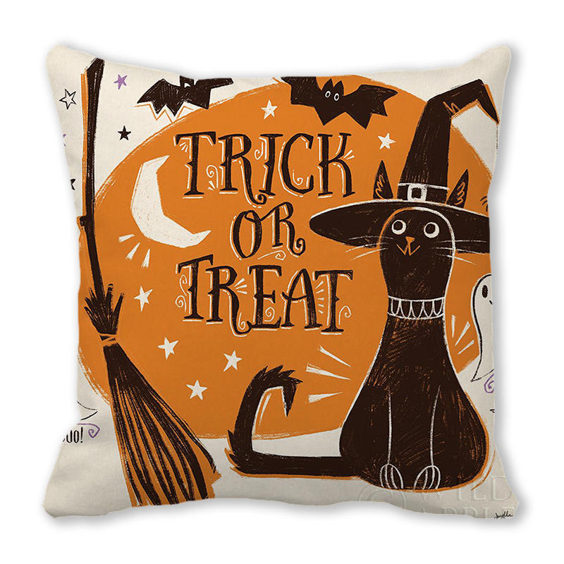 Halloween Horror Pumpkin Print Pattern Cushion Cover for Home Living Room Sofa Decoration Square Polyester Pillowcase