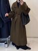 Women's Extra Long Double-Faced Wool Coat with Suit Collar - Elegant and Versatile Design
