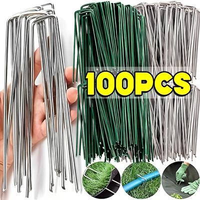 Piquets de Clôture Robustes Goupilles de Gazon Type U Agrafes de Jardin Piquets Paysagers Galvanisés pour Maintenir les Pelouses Clôture Clou de Sol