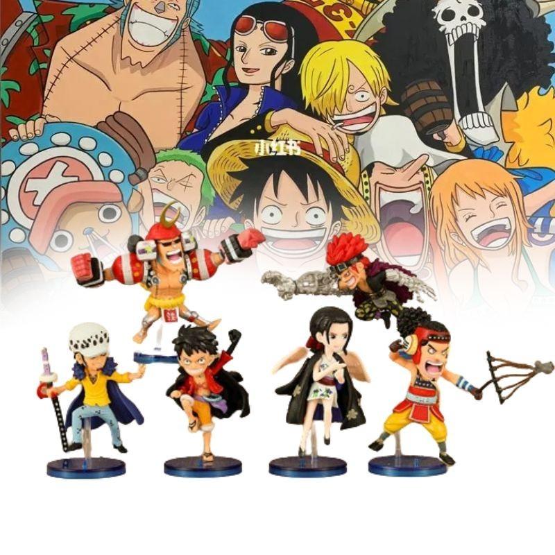Detailed One Piece Character Figures 6-piece Set Luffy Robin Usopp Franky Kid Pvc Collectibles