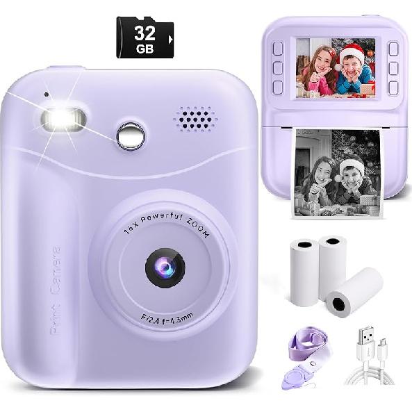 MINIBEAR Kinderkamera Sofortbildkamera für Kinder Digitalkamera Kleinkindspielzeug Weihnachts-Geburtstagsgeschenke für 3 4 5 6 7 8 9 10 Jährige Jungen Mädchen,