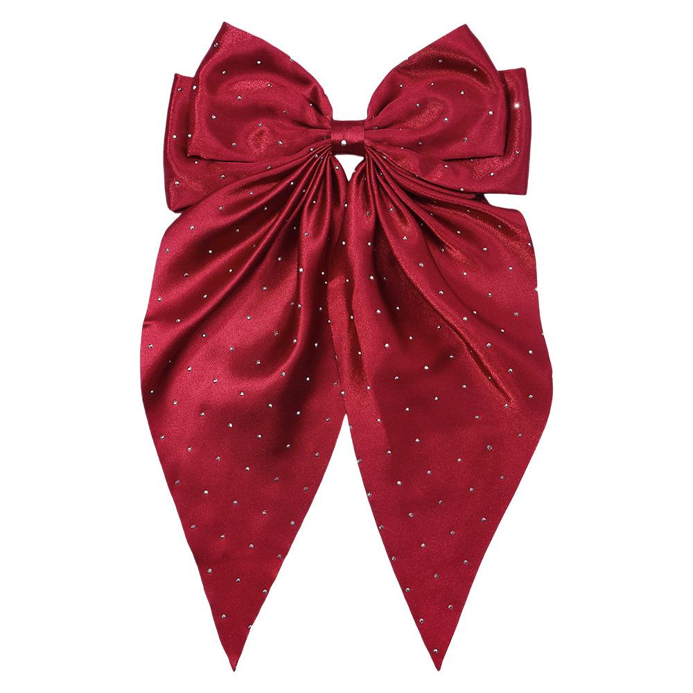 6-piece Set of Rhinestone Starry Sky Bow Hair Clips, Rhinestone Back Head Top Clip, Ribbon Bow Spring Clip