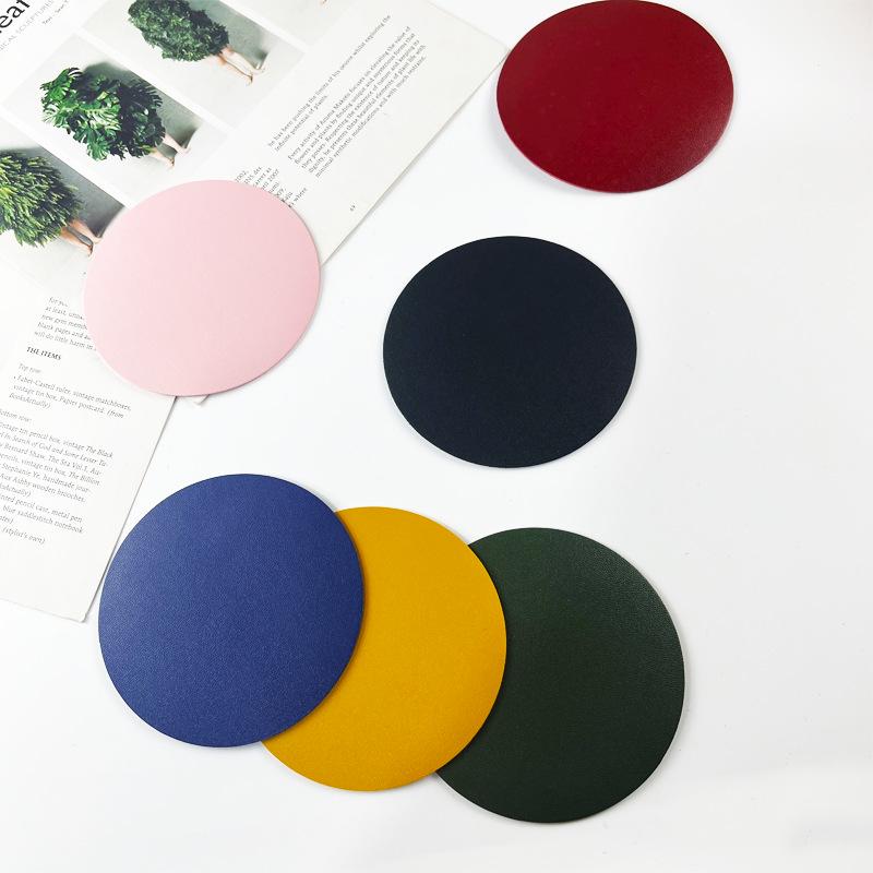 Cross-Border Double-Sided PU Leather Waterproof Non-Slip Coasters - Customizable Corporate Logo Insulation Pads