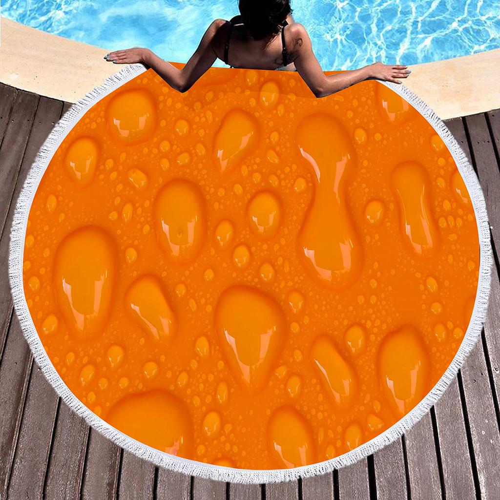 Orange Juice Beach Towel Fresh Orange Juice Design Soft Polyester Round Beach Towels for Beach Cushion Yoga Towel Indoor Outdoor