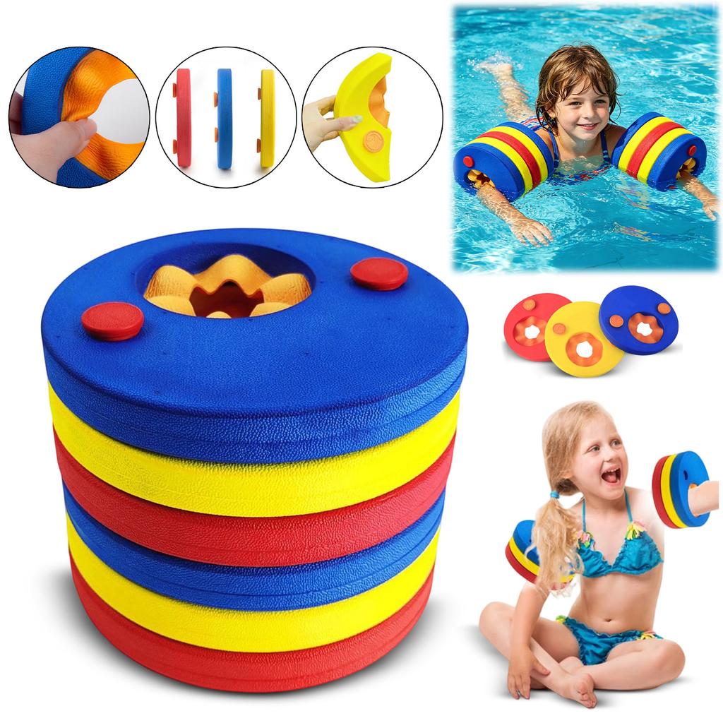 Set di 6 Braccioli Galleggianti Regolabili Ausili per l'Allenamento al Nuoto per Bambini Materiale in Schiuma Resistente Design Leggero per la Sicurezza in Acqua
