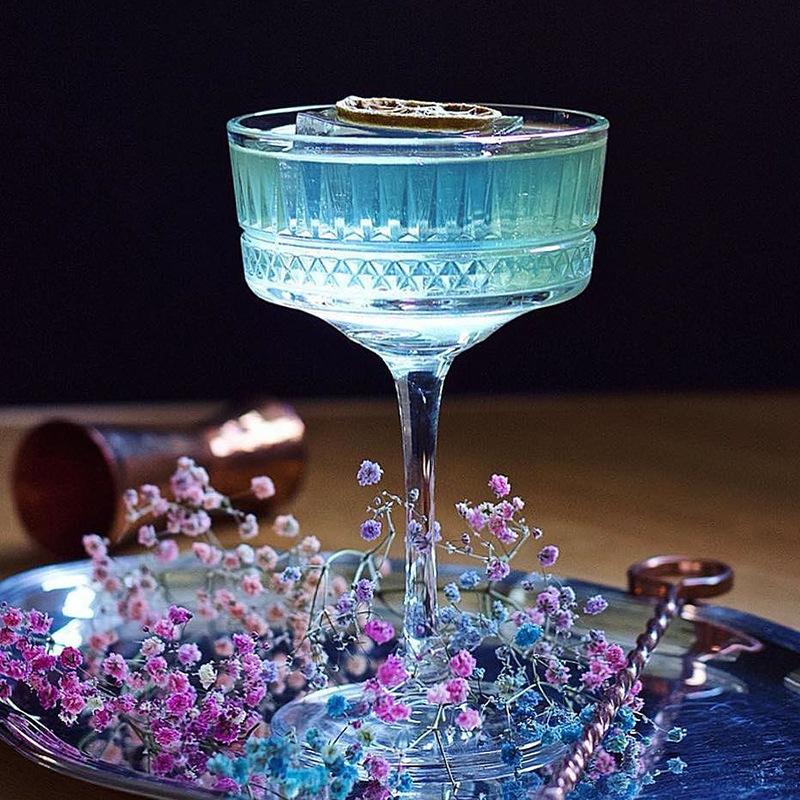 260ml Anaglyph Carved Goblet Martini Glass Champagne Cocktail Cup Bar Tools Set