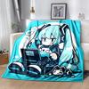 1pc Blanket Hatsune Miku Print Design, Lightweight Blanket for Sofa, Bed- Soft &Warm, Gift for All Seasons like Christmas, Halloween