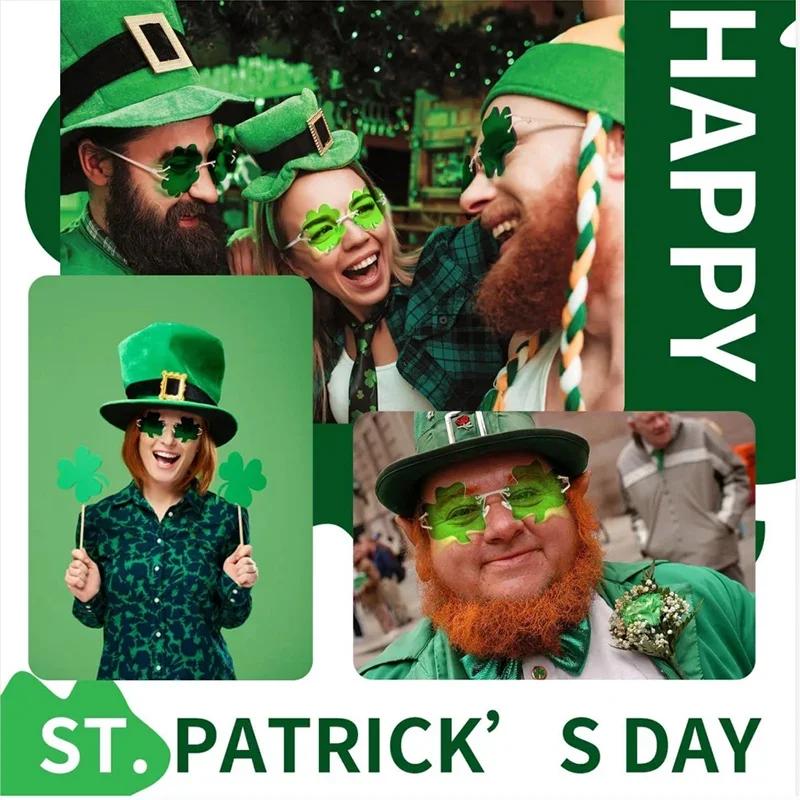 Green Leaves Sunglasses St. Patricks Day Irish Shamrock Costume Glasses Party Props Decorations Car Rimless Uv400 Sun Glasses