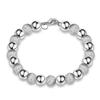 Women 8mm Glossy Embossed Beaded Bracelet Bangle Jewelry Wrist Decor