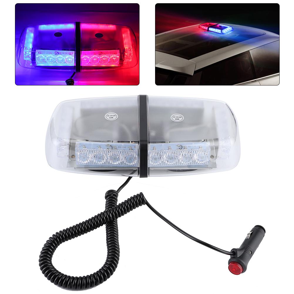 24 LED Strobe Light Car Roof Emergency Warning Flashlight 24W 7 Modes for Rescue Police Vehicle