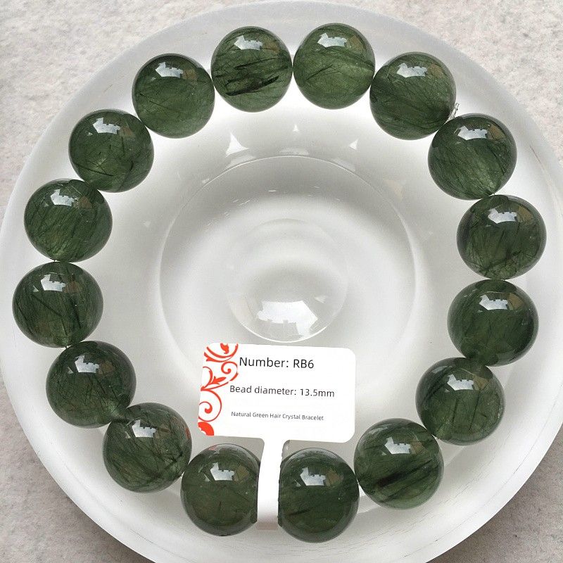 

Браслет из натурального зеленого кварца с рутилом, похожий на лед, шунфа рутил, мужской и женский, парный, украшение-браслет из зеленого кристалла, подарок, одна вещь - одно фото RB6 diameter: 13.5mm