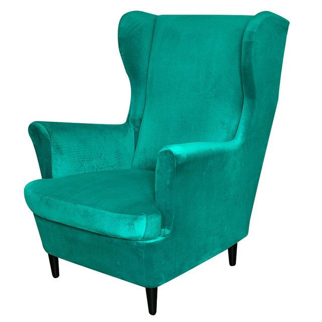 Velvet Sloping Arm King Back Chair Cover Elastic Armchair Wing Back Wing Sofa Back Chair Cover Stretch Protector Home Decor