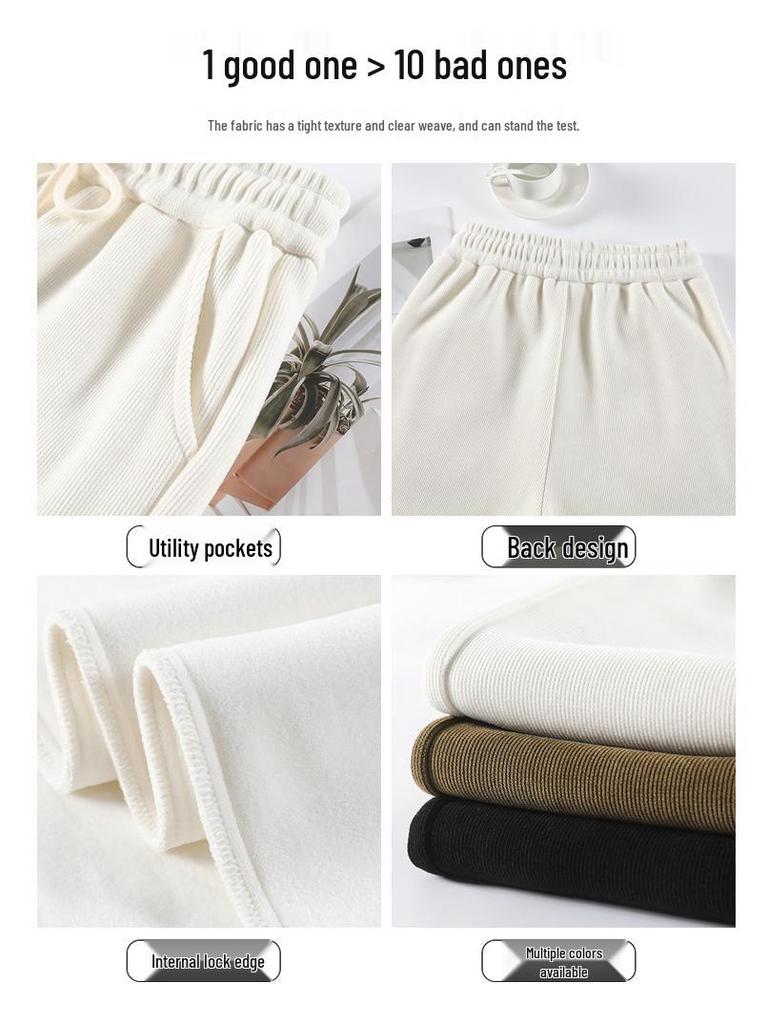 High-Waisted Fleece-Lined Chenille Cotton Plush Long Pants, Narrow/Wide-Leg Options, Casual & Fashionable for Autumn/Winter.