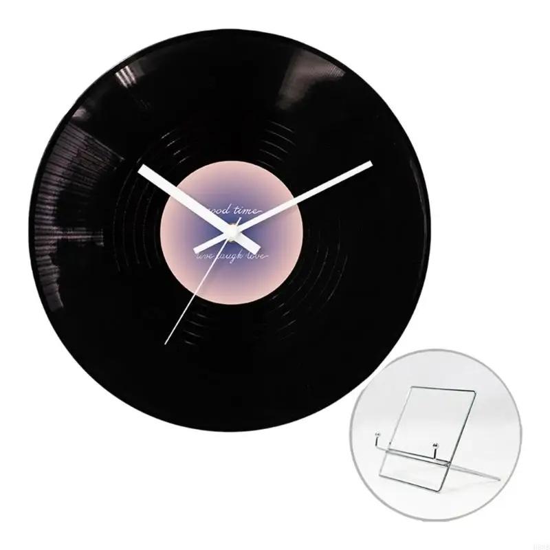 Record Clock with Optional Center Color and Metal Display Stand – Eye-Catching Design