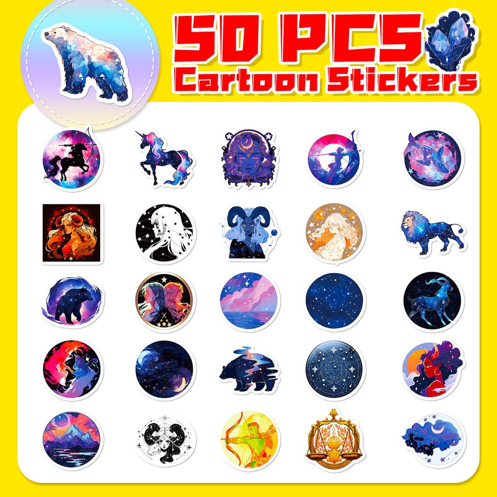 50 Constellations Sky Stickers Starry Sky Moonlight Constellations Hand Account Stickers Stickers