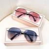 Stylish Gradient Tint Sunglasses for Men Big Frame Pilot Sun Eyeglasses Brand Style Design Anti-reflective Lunette De Soleil Homme