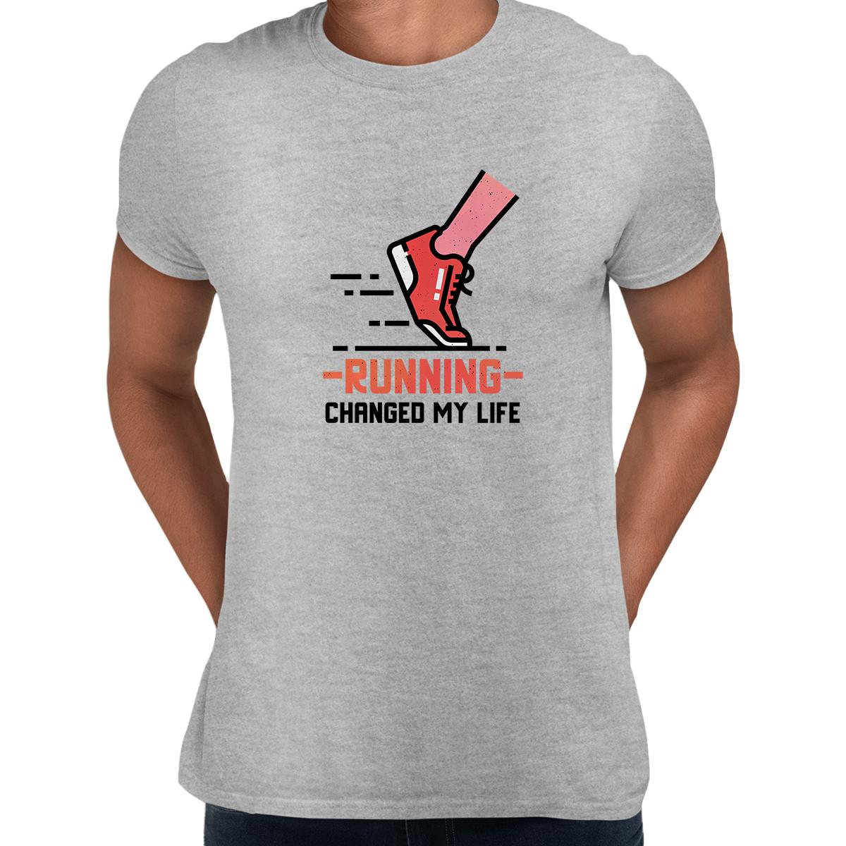 Running Changed My Life Fitness Inspiring Men Unisex Crew Neck T Shirt S серый