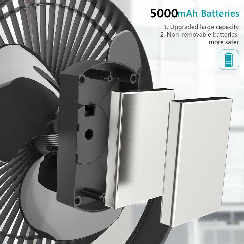5 Inch Portable Electric Fan USB Rechargeable 5000mAh Wireless Mini Cooling Clip Desktop Fans Air Cooler for Camping Room Home