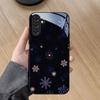 Snowflake Artistic Luxury Black Frame Glass Phone Case for Samsung Galaxy S26 S25 S24 S23 S22 S20 FE Ultra Plus anti drop Cover