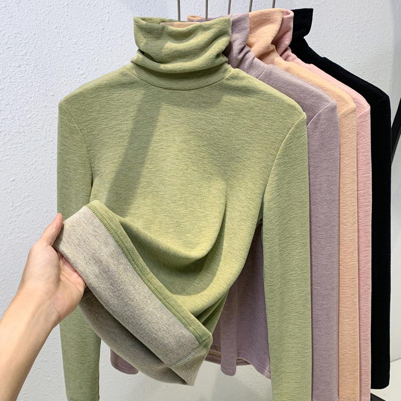 Bottom Shirt Women's Autumn and Winter New Slim-fitting, Thin and Warm Inner Turtleneck Long-sleeved Temperament Top