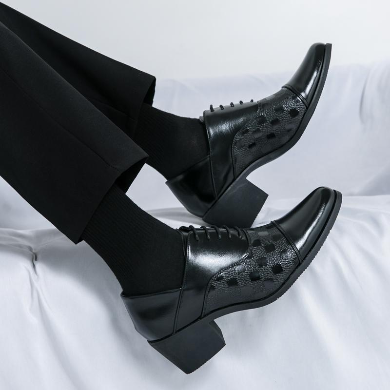 6CM High Heel Classic Men Luxury Business Leather Shoes Derby Gentleman Honorable Oxford Party Wedding Shoes for Men Dress Shoes