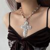 Gothic Punk Großes Kreuz Lange Halskette Y2K Mädchen Imitation Perle Halskette Hip Hop Zubehör Geschenke