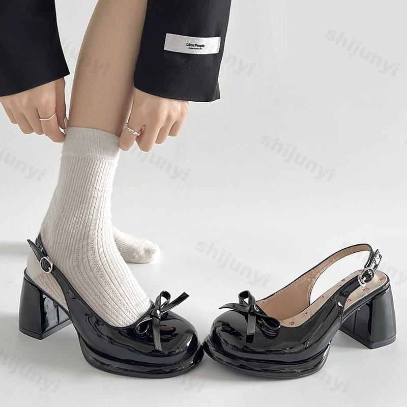 Fashion Women's High-heel Sandals Fashion Thick Heel Butterfly-knot Women Sandals 2025 Summer Ladies Outdoor Gladiator Sandalias