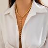 Vintage Round Bead Chain Beaded Necklace Simple Imitation Pearl Tassel Long Niche Necklace