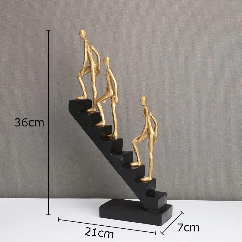 Gold-plating Climber Character Resins Sculpture Creative Climbing Ladder Figure Statue Ornaments Desk Decoration Figures Crafts