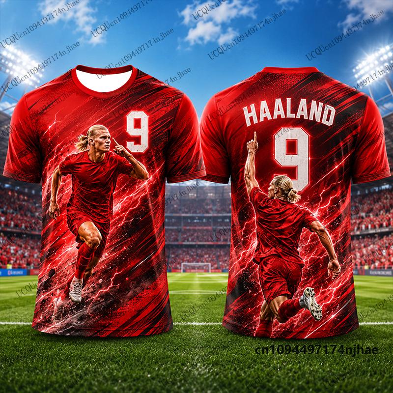 New 2026 Special Edition Haaland #9 Print Football Jersey For Men's T-shirt Summer Breathable Sports Tees Casual Kids/Adult Tops