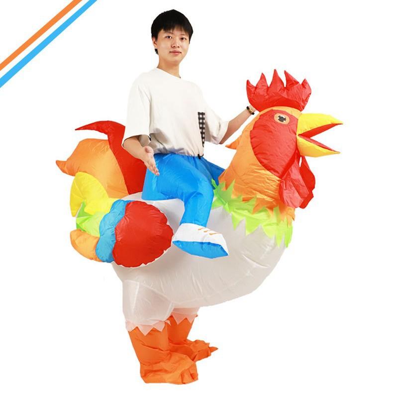Halloween Cartoon Ride Doll Costume Show Party Props Holiday Show Colorful Cock Inflatable Coat