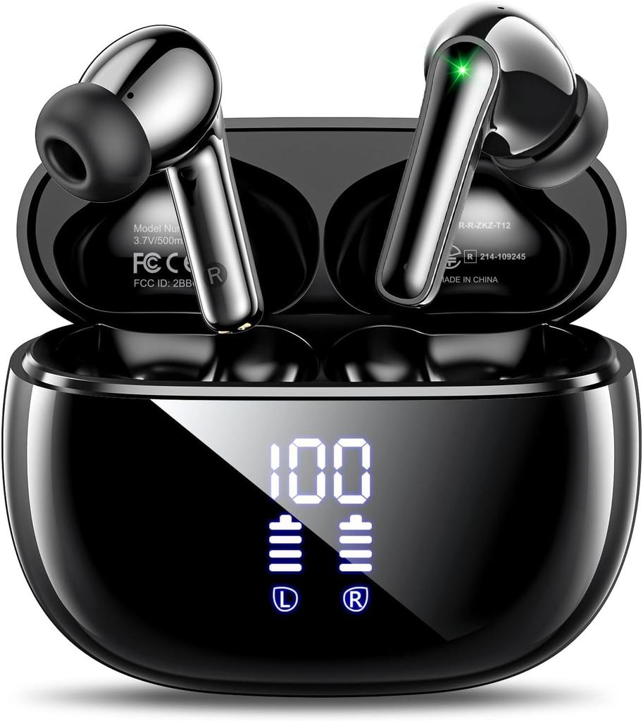 Wireless Bluetooth ENC Noise LED 48 Hours of IPX7 Touch Black Earbuds, 5.3, Cancelling, Display, Playback, Waterproof, Type-C Charging, Control,