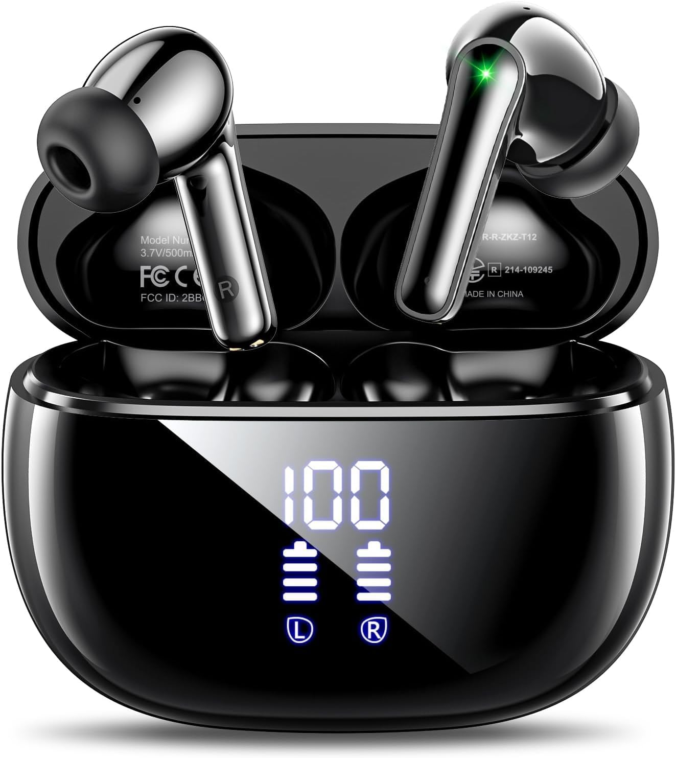 

Wireless Bluetooth ENC Noise LED 48 Hours of IPX7 Touch Black Earbuds, 5.3, Cancelling, Display, Playback, Waterproof, Type-C Charging, Control, чорний