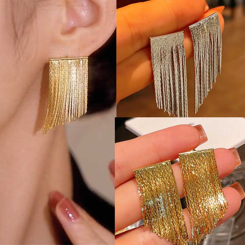 

Длинные серьги с кисточками Металлические высококачественные универсальные серьги