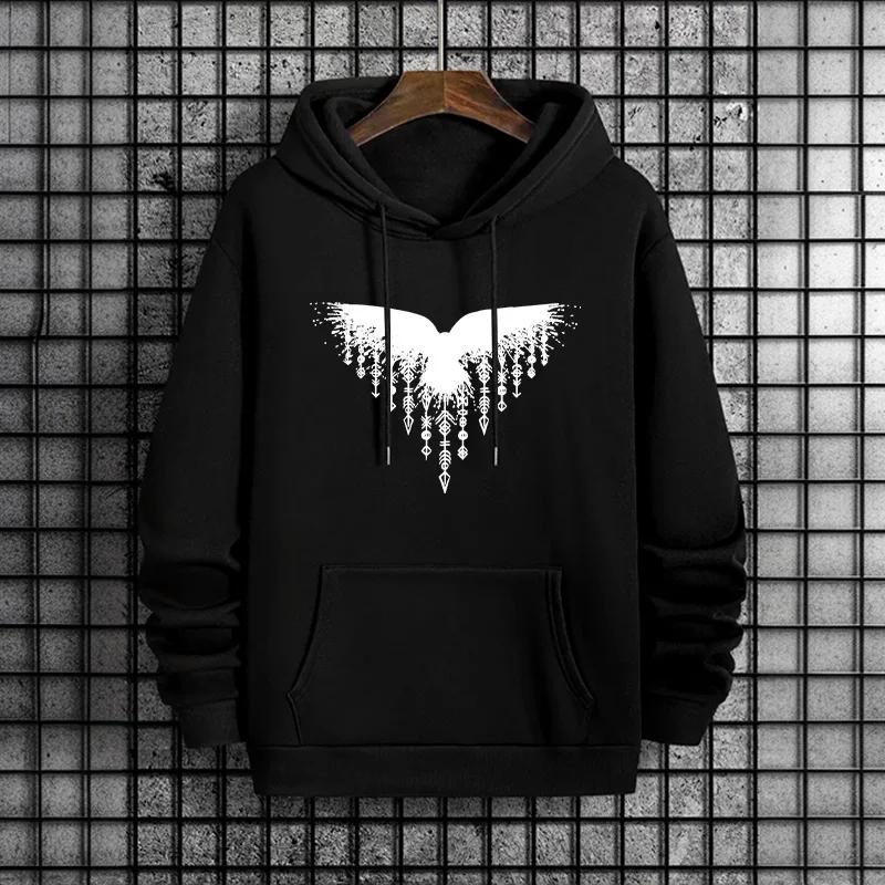 

Raven Printed Mens Hoodie 2025 Urban Streetwear Fashion Hooded Sweatshirt Male Trendy Casual Street Style Autumn Winter Pullover 3XL