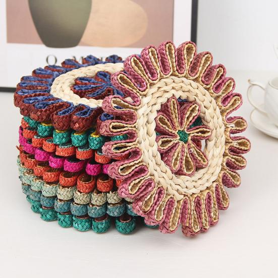 Gewebte Stroh-Tischsets Hitzebeständige Tischmatten zum Schutz des Esstisches Hohe Temperaturbeständigkeit Verbrühungsschutz Dekorative Untersetzer für Zuhause