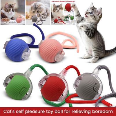 Durable Automatic Cat Toy Ball with Rope Rechargeable Interactive Pet Toy for Cats Self-Playing Entertainment Device for Indoor Use