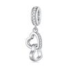 WOSTU Real 925 Silver Pink Heart Charms Clips Spacer Bead Opal Pendant Fit Bracelet Jewelry Make DIY Valentine Gift For Lover
