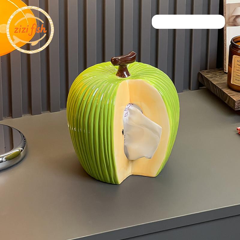 Creative Gnawed Apples Tissue Box Coffee Table Desk Decoration Apple Shape Ceramic Tissue Box Bedside Table Paper Towel Case